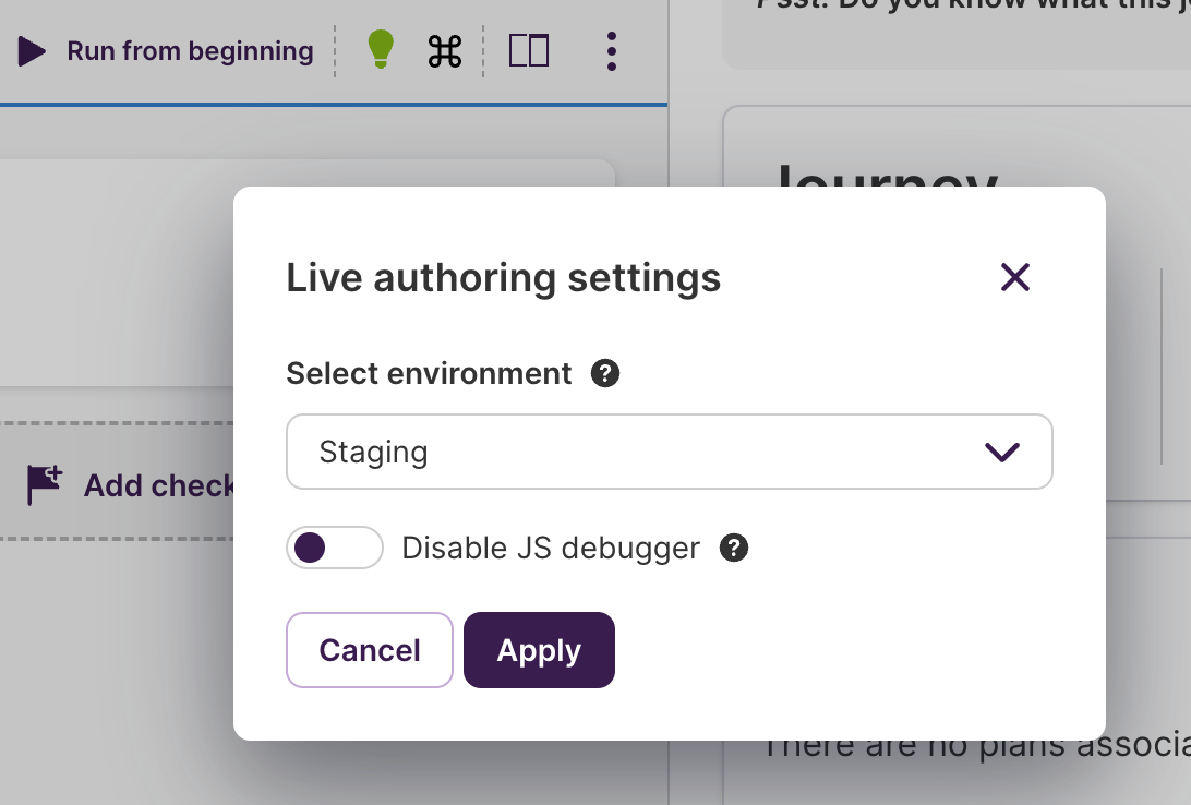 Live authoring settings