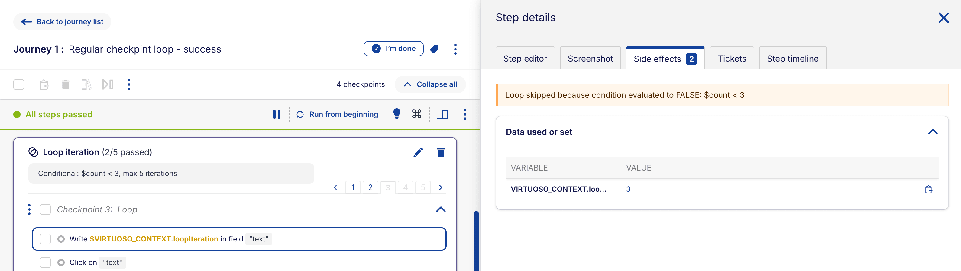 loop iteration condition evaluation