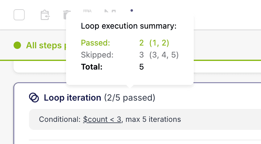 Loop execution summary