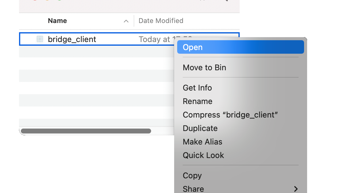 Open from context menu