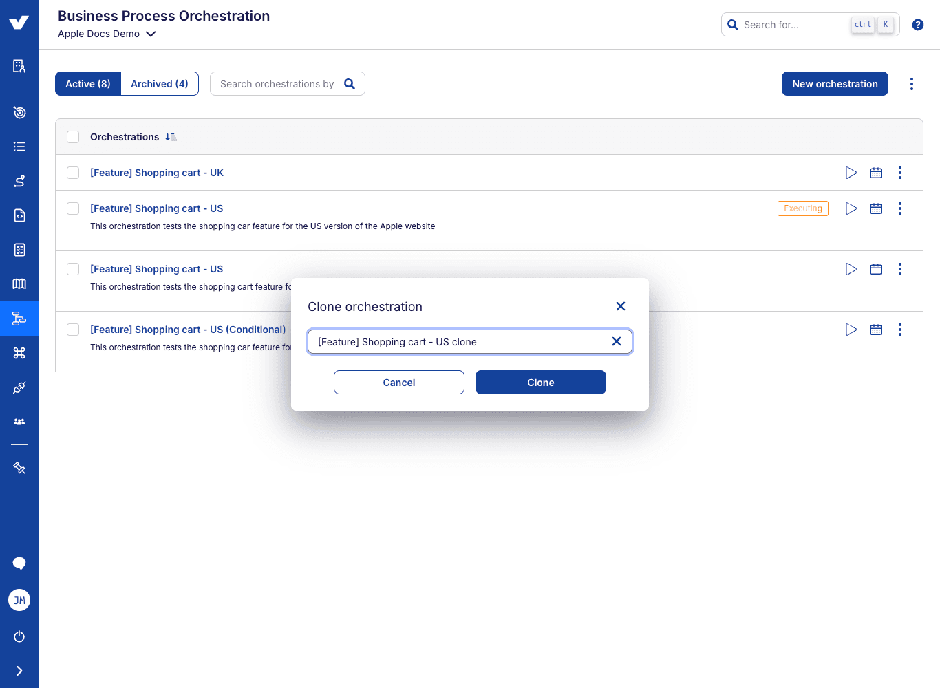 Orchestration cloning