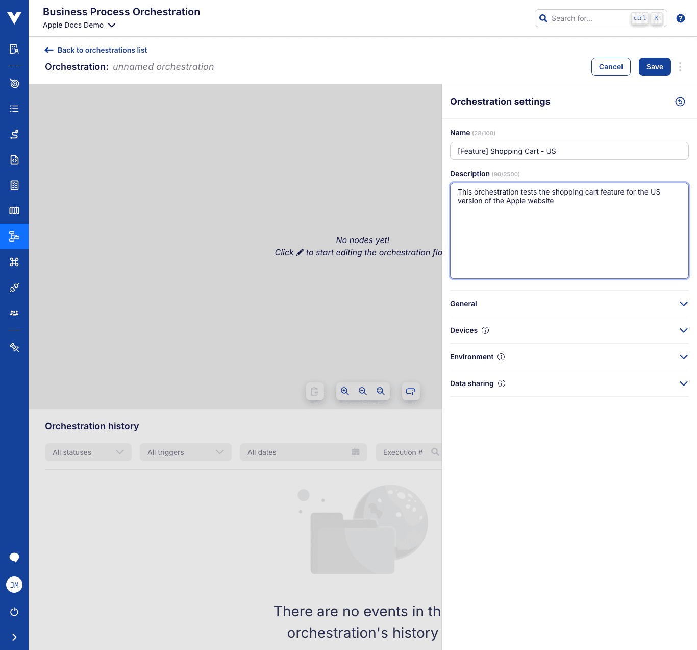 Orchestration creation