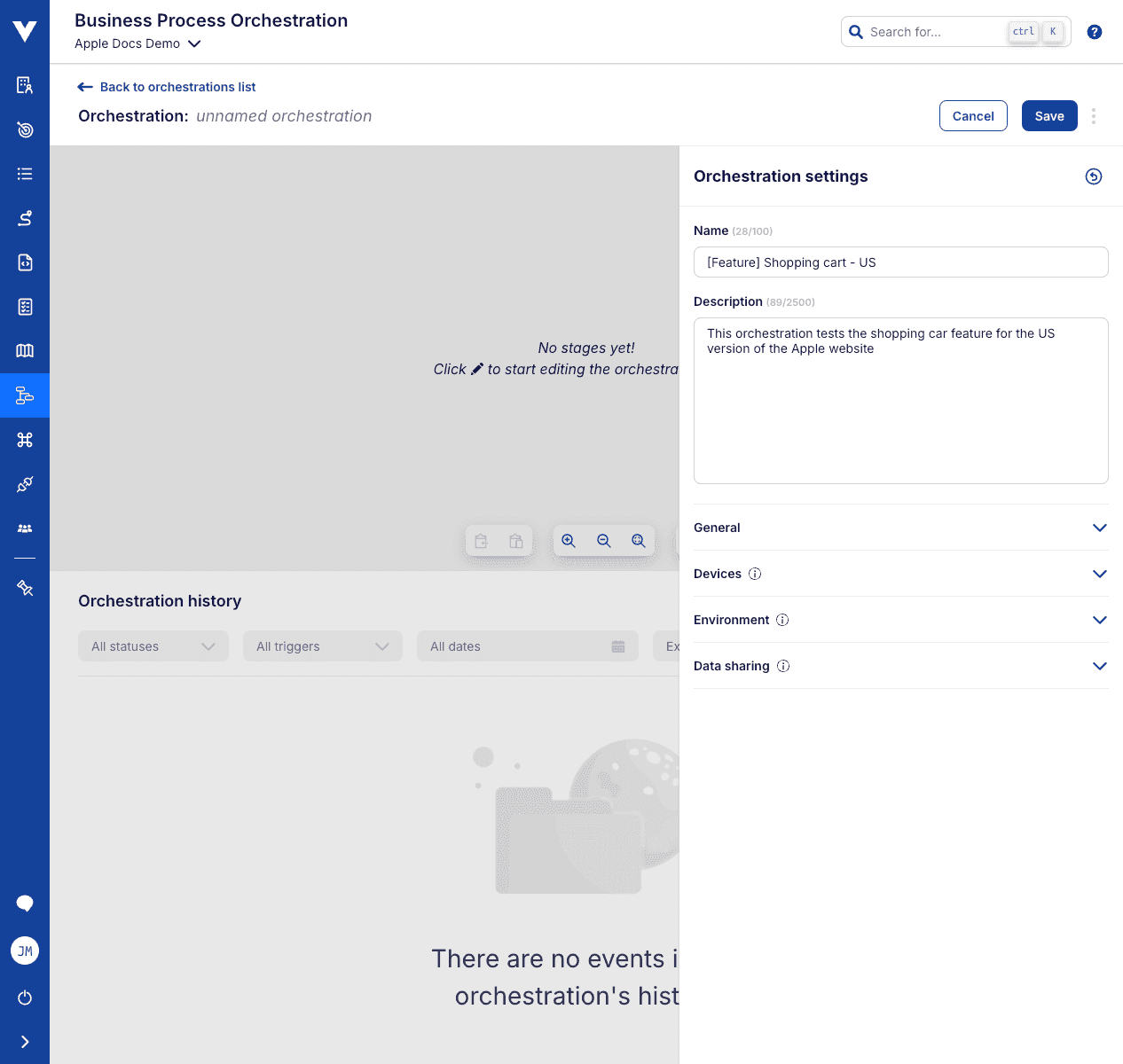 Orchestration creation