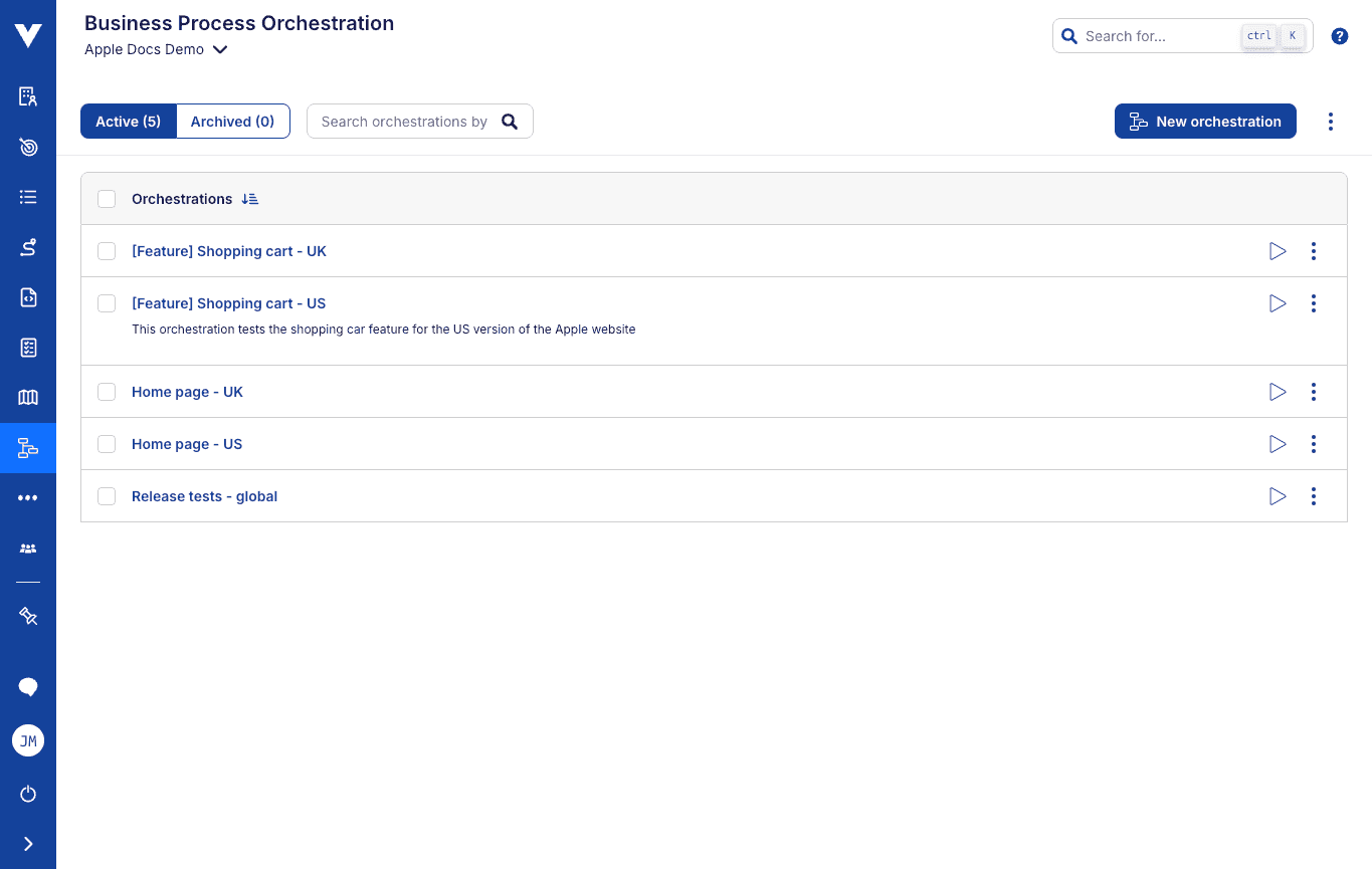 Orchestration list