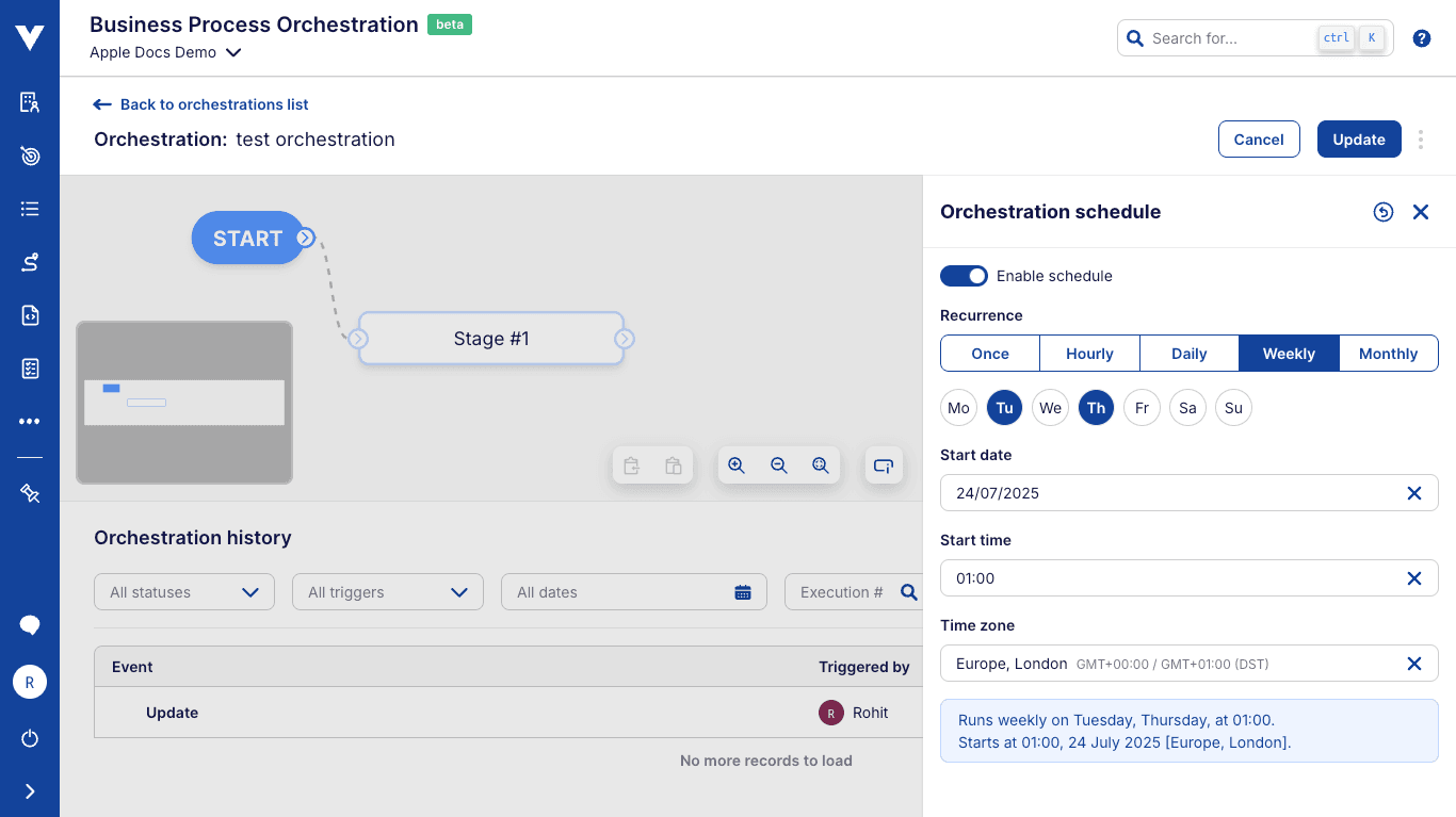 Orchestration scheduling