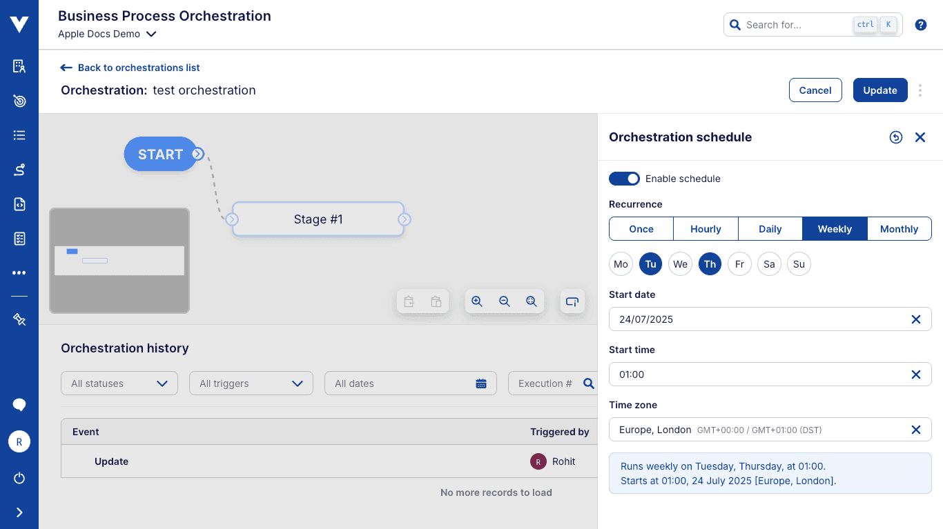 Orchestration schedule
