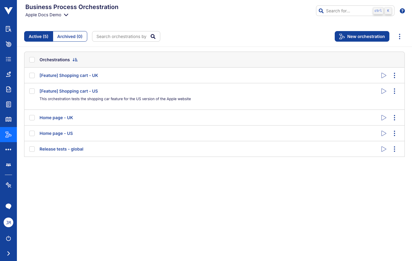 Orchestration list