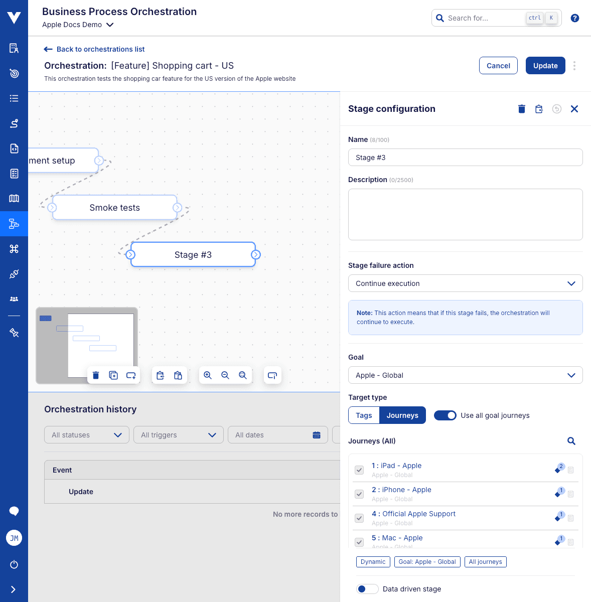 Orchestration stage edit - journeys