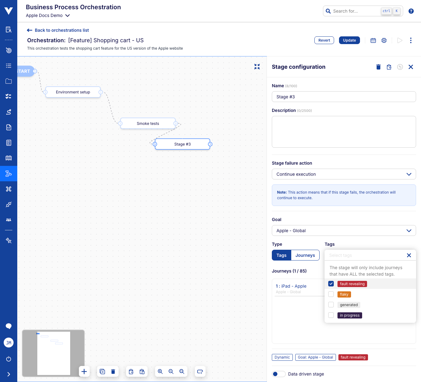 Orchestration stage edit - tags