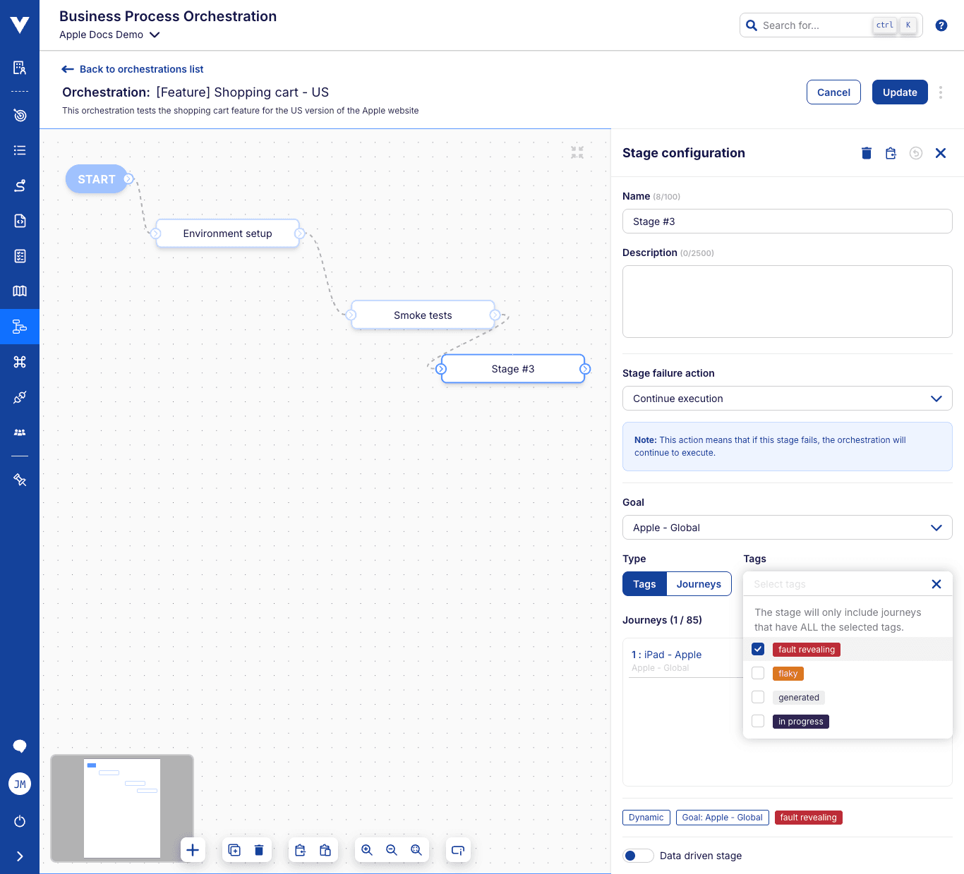 Orchestration stage edit - tags