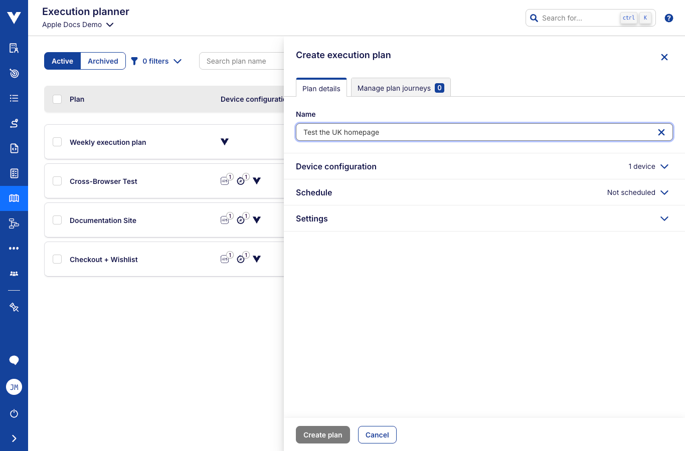 Creating a plan (name)