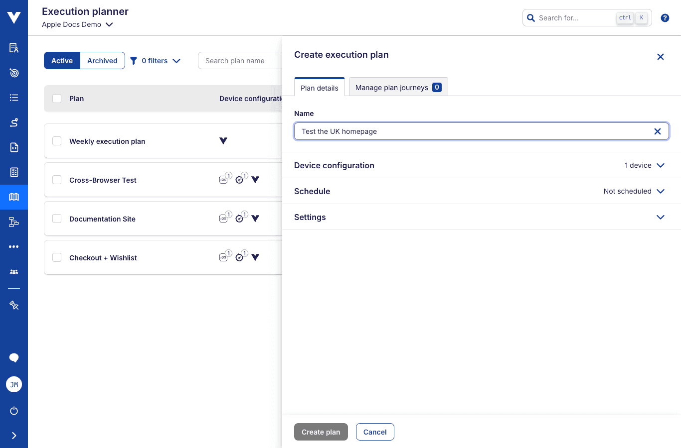 Creating a plan (name)
