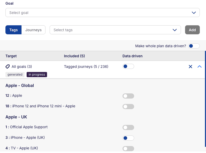 Creating a plan (tag targets)