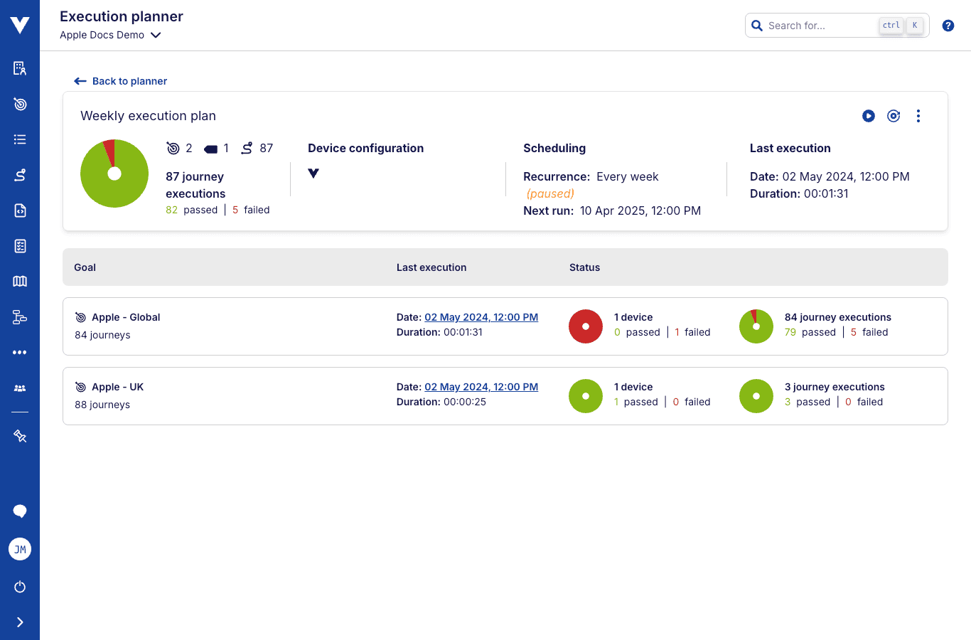 Plan details page - simple execution