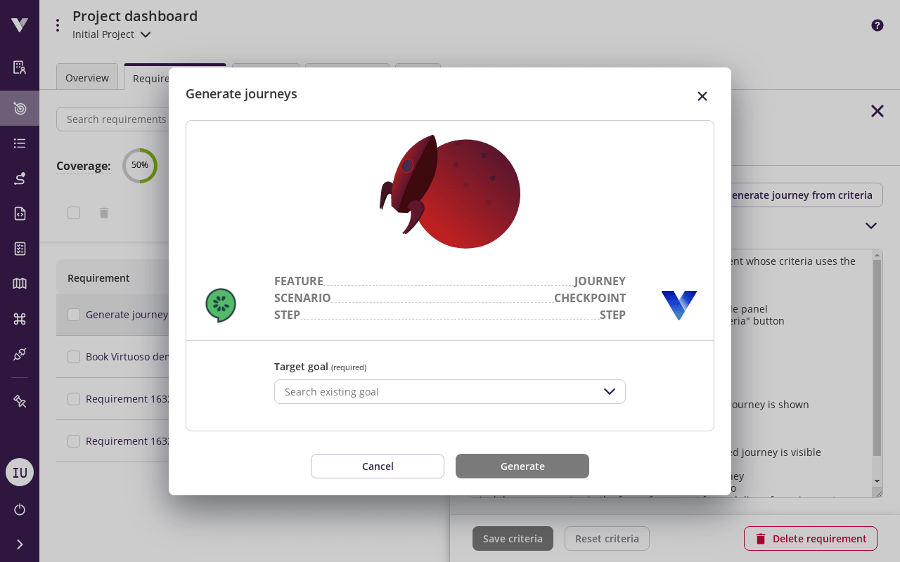 Generate journeys modal