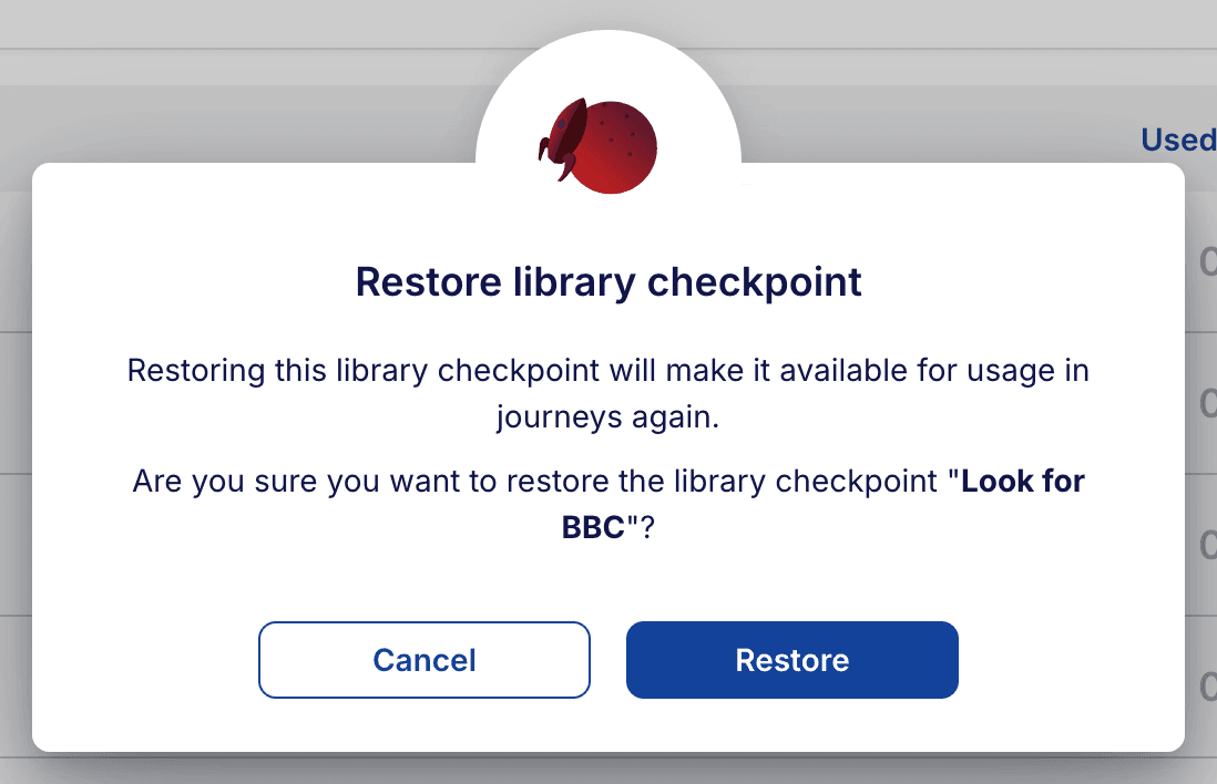 Restoring a library checkpoint