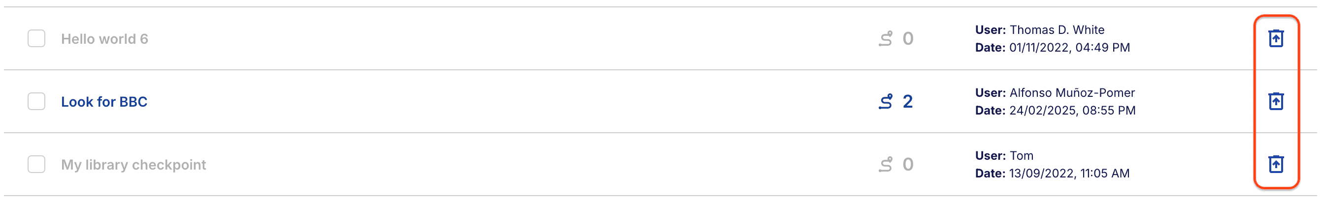 Restore a single library checkpoint