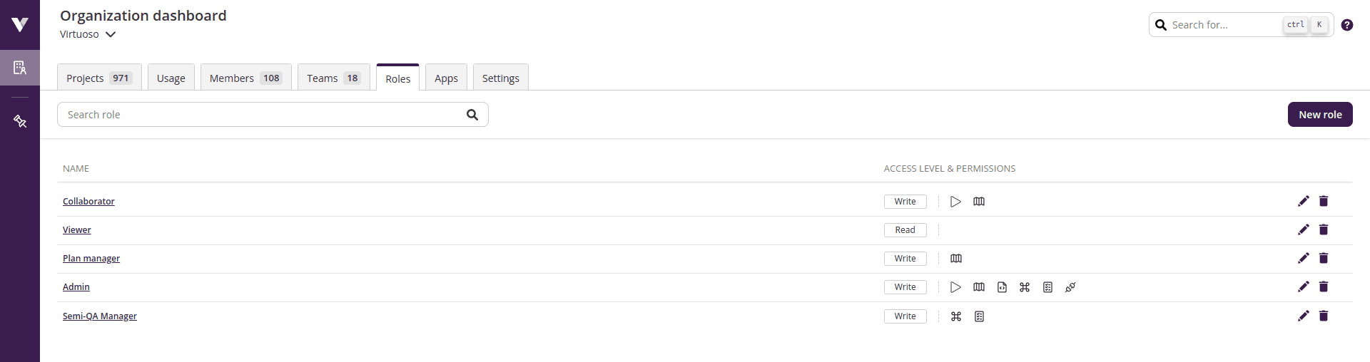 Manage project roles