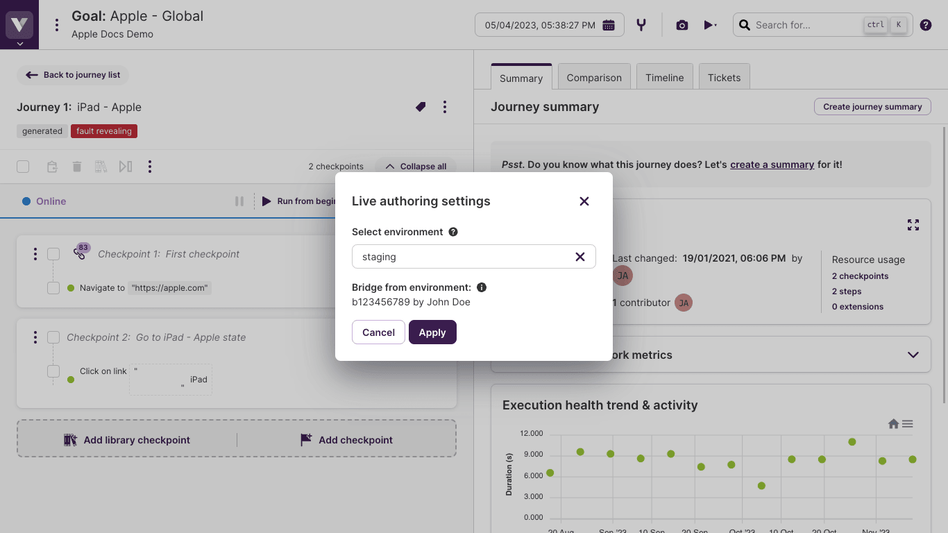 Selecting an environment