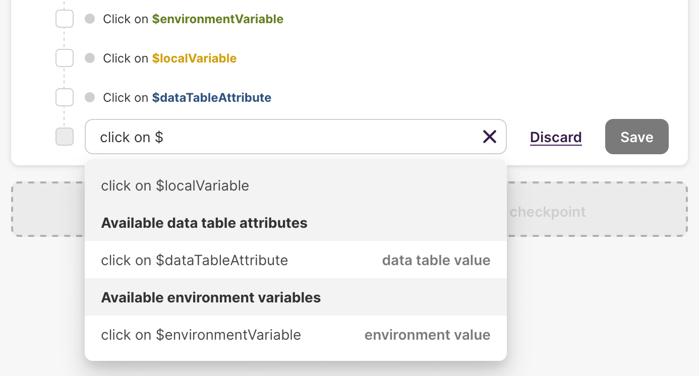 Smart variable suggestions