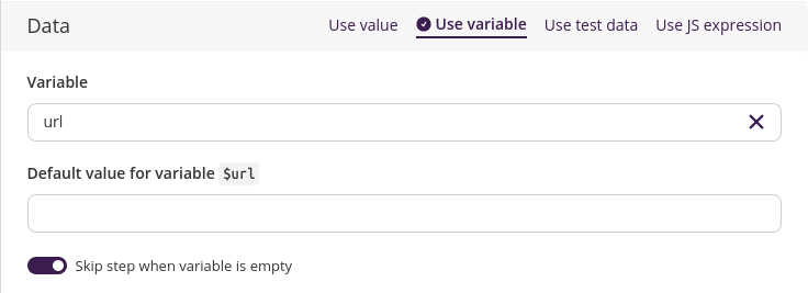 Step editor - Data block with skip option