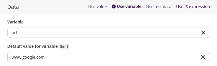 Step editor - Data block - Variable