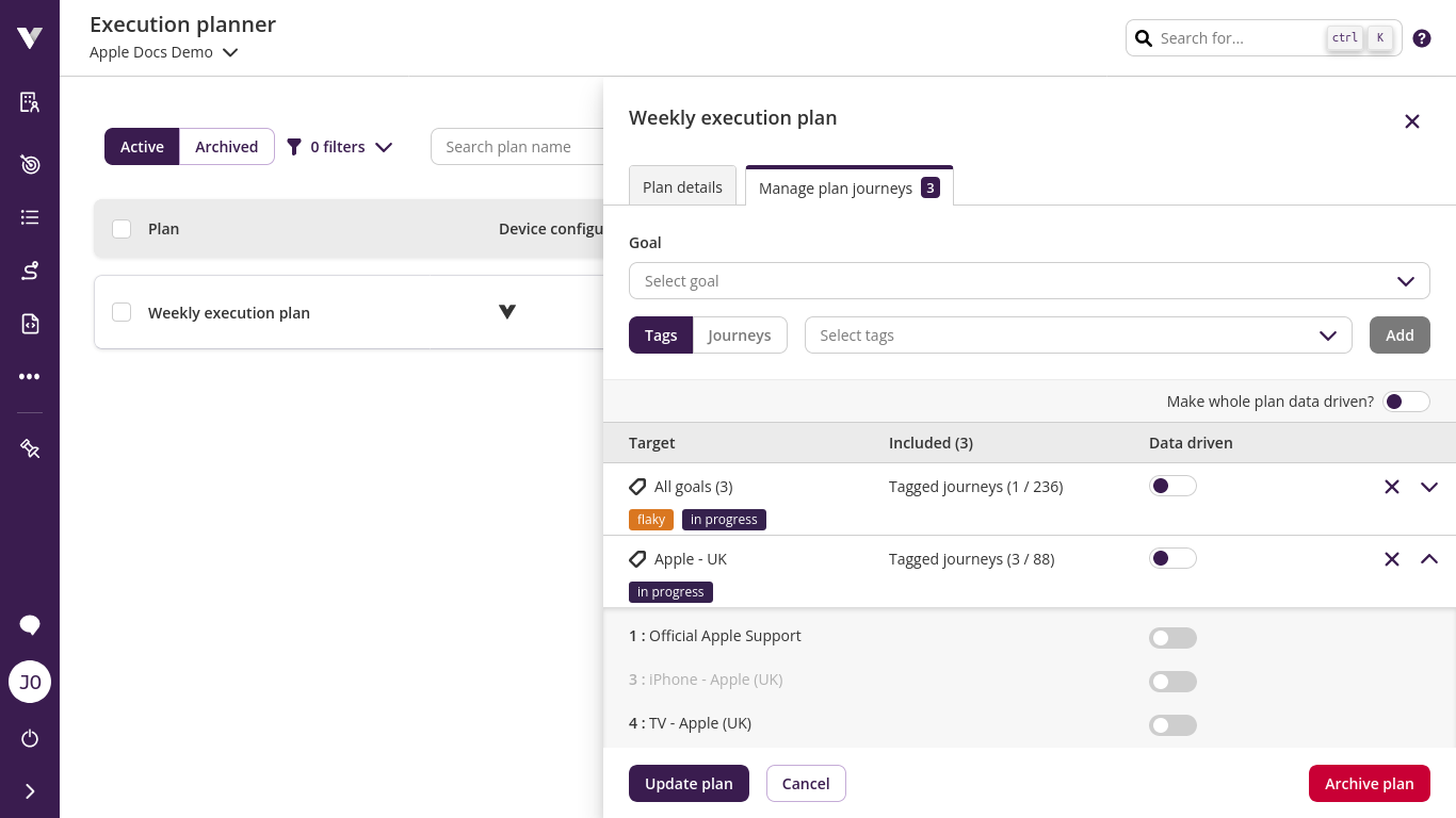 Tag-based plan targets