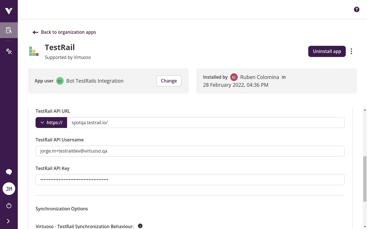 Configuring the application