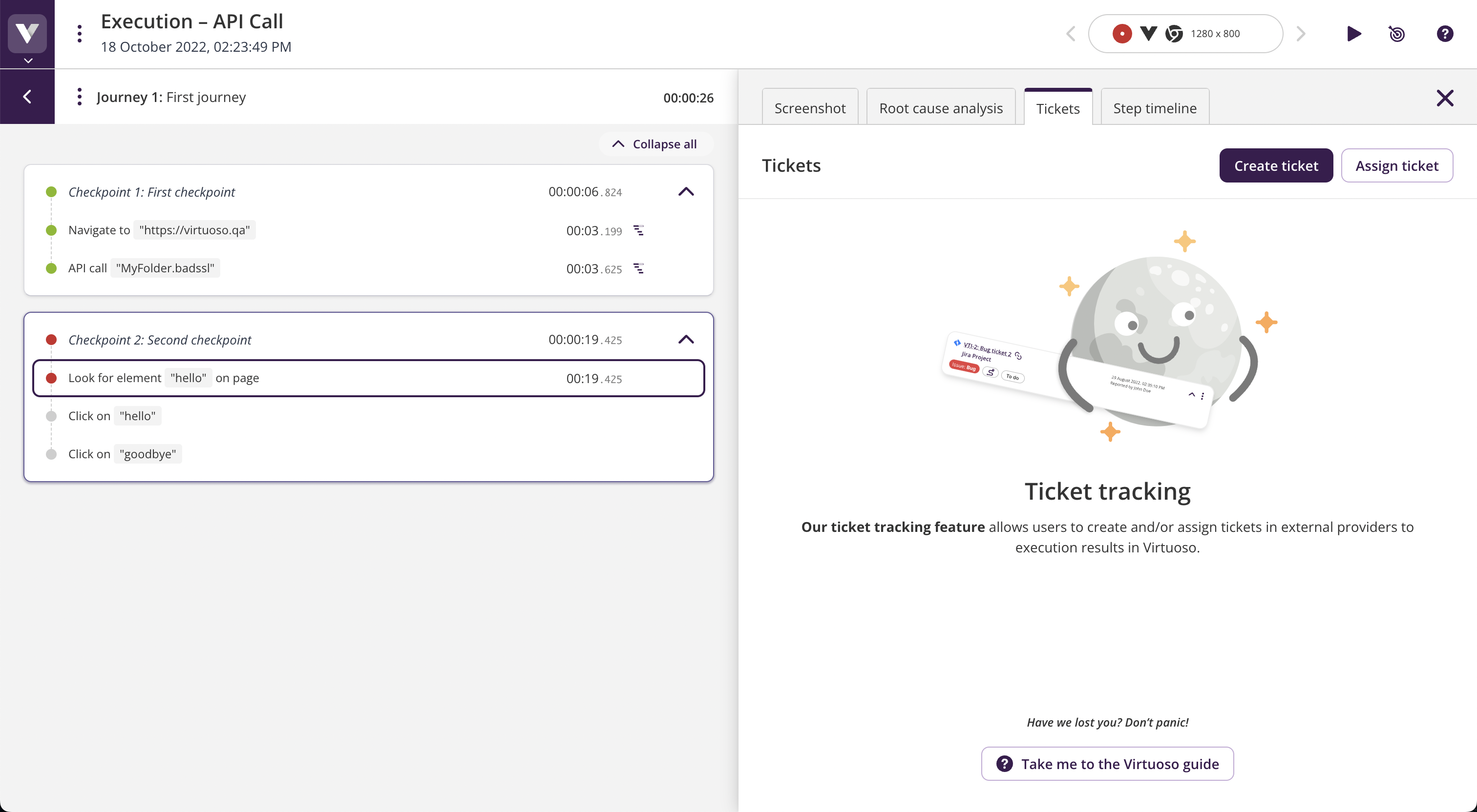 Create button in tickets view