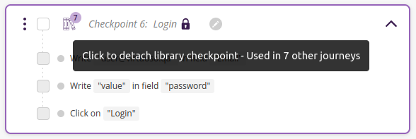 Tooltip informing how many other journeys are using a library checkpoint