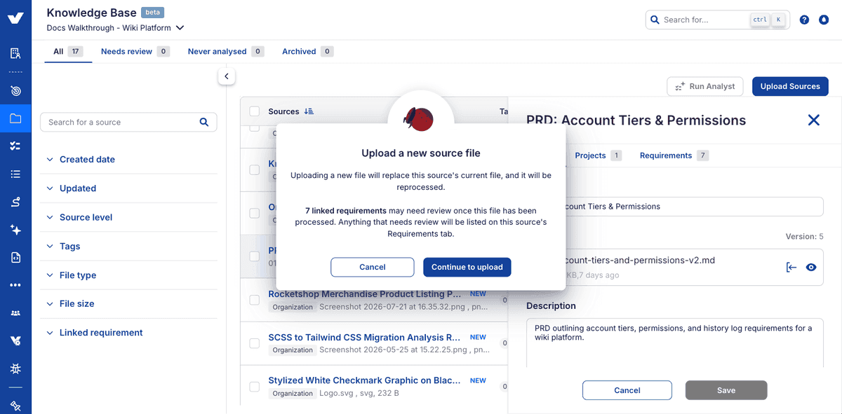 Step 1: replacing the file on an existing source