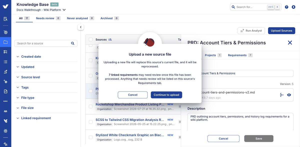 Step 1: replacing the file on an existing source