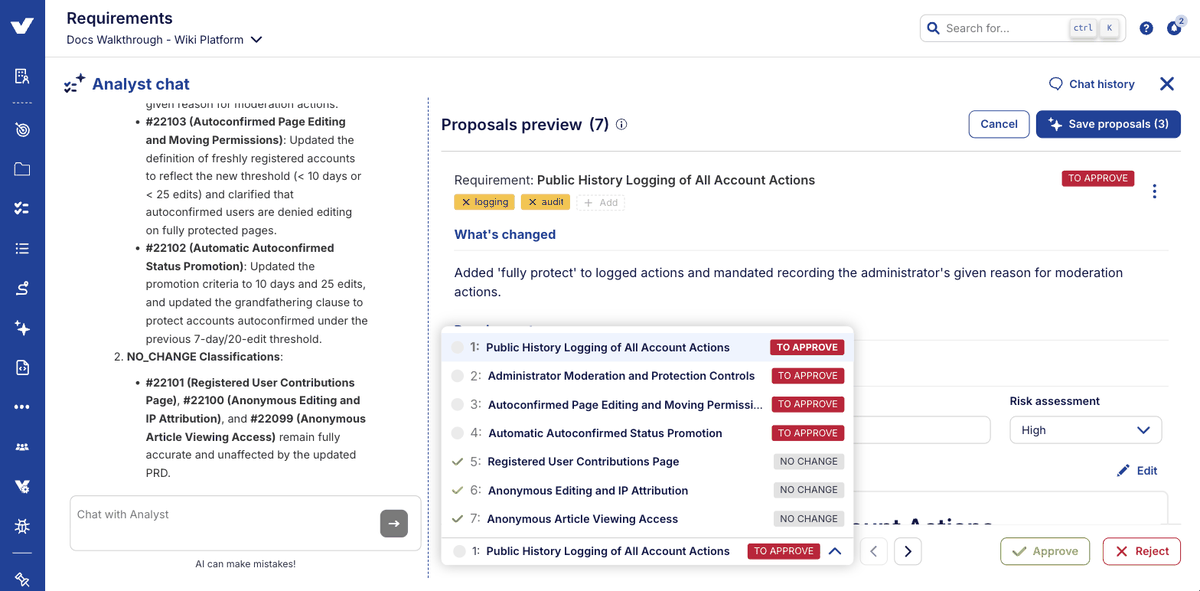 Step 5: one verdict per linked requirement
