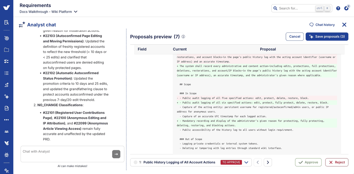 Step 6: the current requirement against the proposed one
