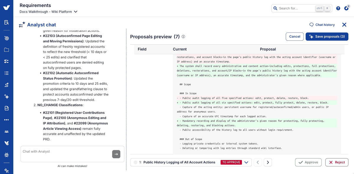 Step 6: the current requirement against the proposed one