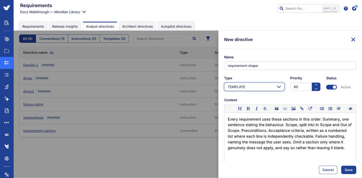 Step 4: choosing the directive type