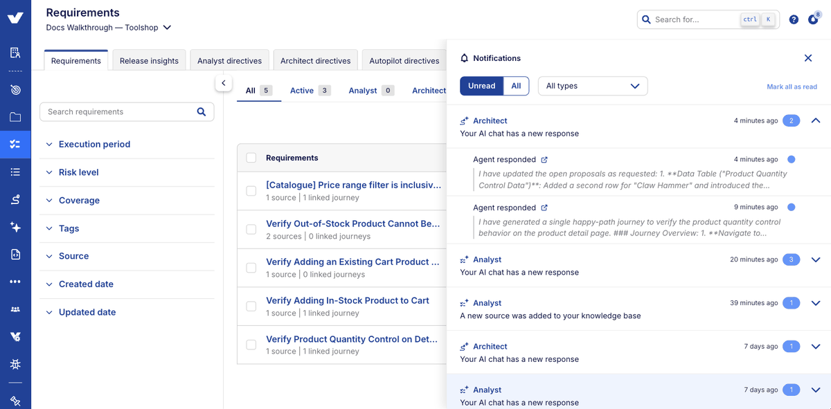 Step 6: following a notification through to its source