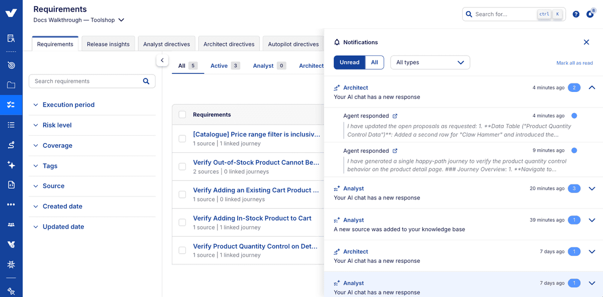 Step 6: following a notification through to its source