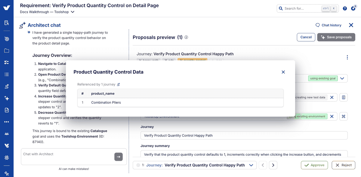 Step 5: the proposed test-data table
