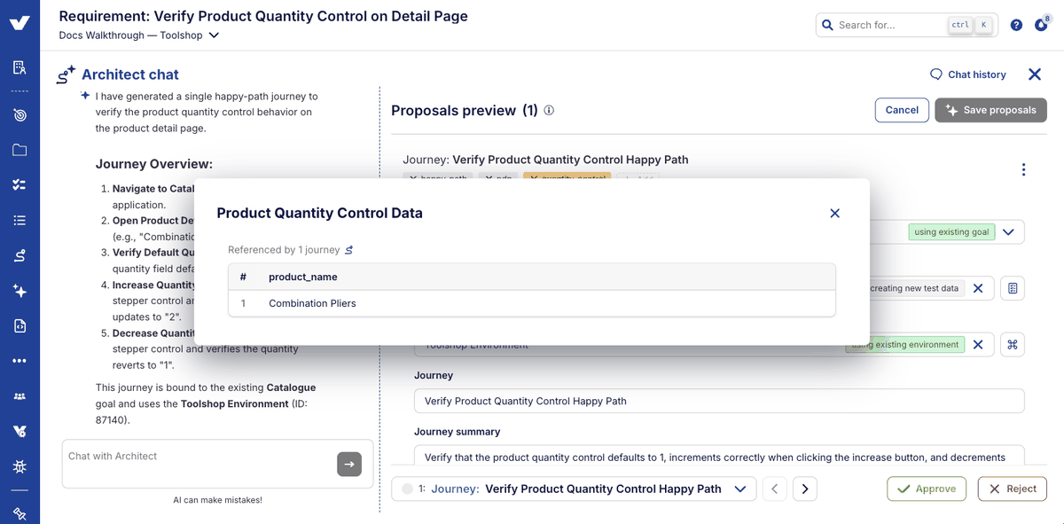 Step 5: the proposed test-data table