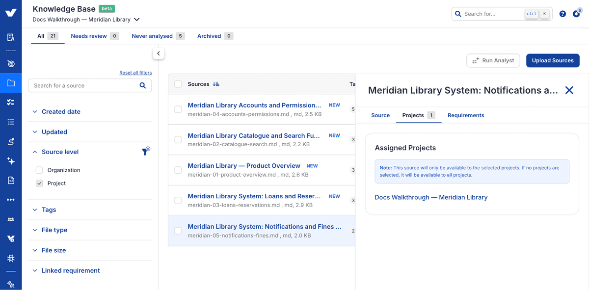 Step 8: a source's assigned projects