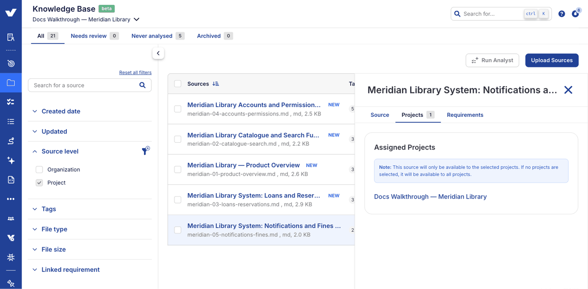 Step 8: a source's assigned projects