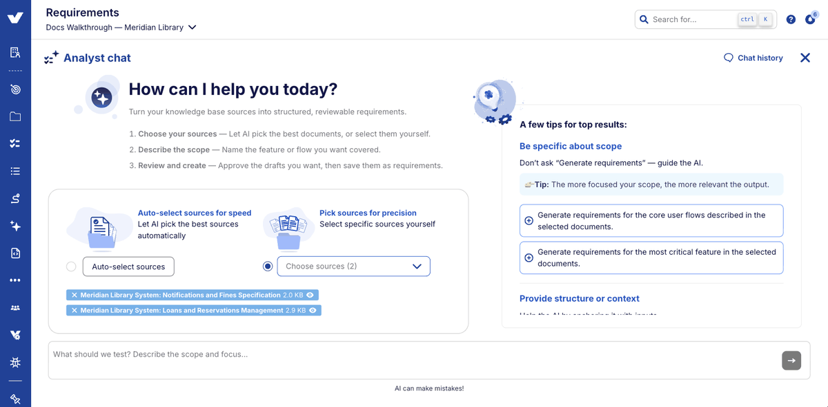 Step 2: selecting sources for the conversation
