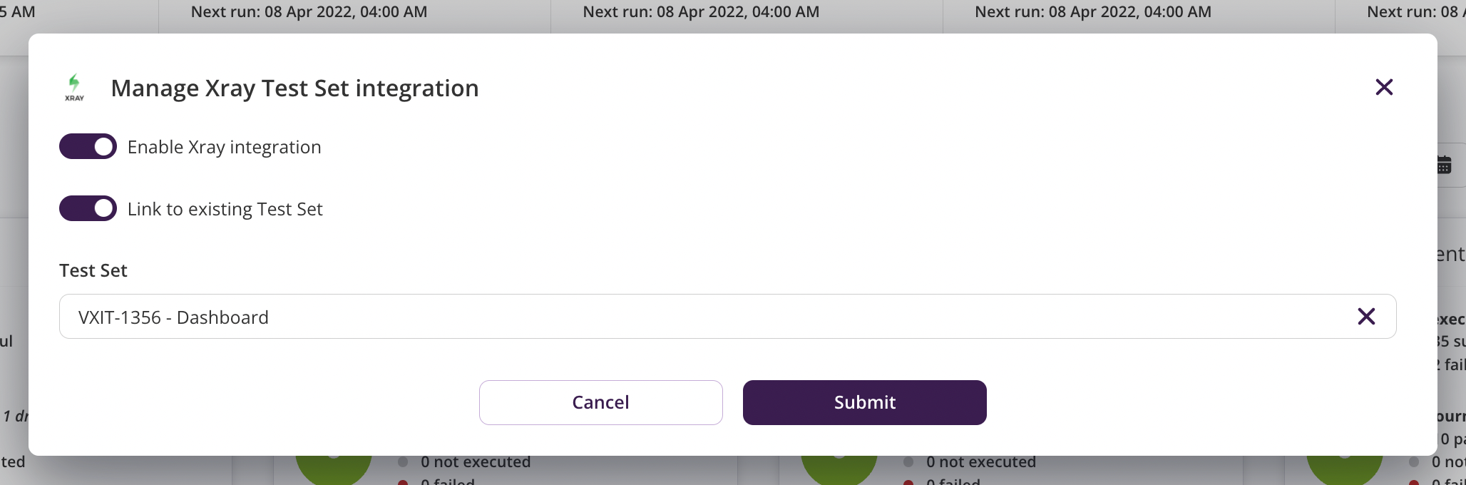 Xray goal integration modal form